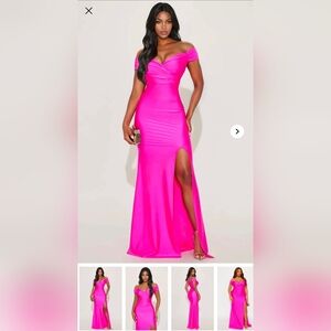 Fashion Nova Romatic Nights Vibrant Pink Maxi Dress